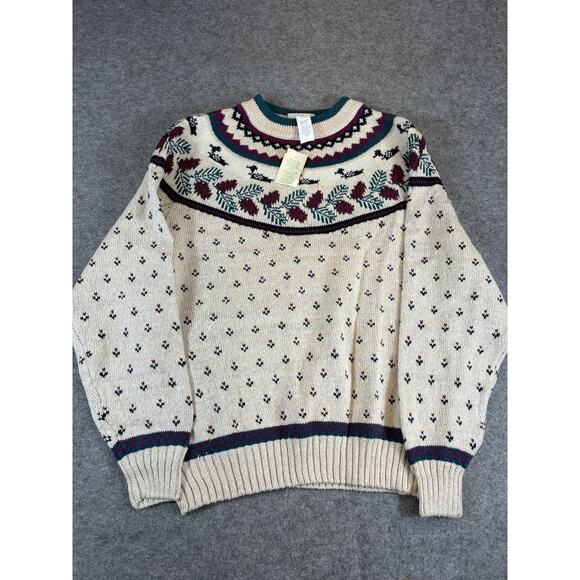Vintage 90s Northern Reflections Cabin Design Fair Isle Sweater Womens Large NWT - Picture 1 of 5